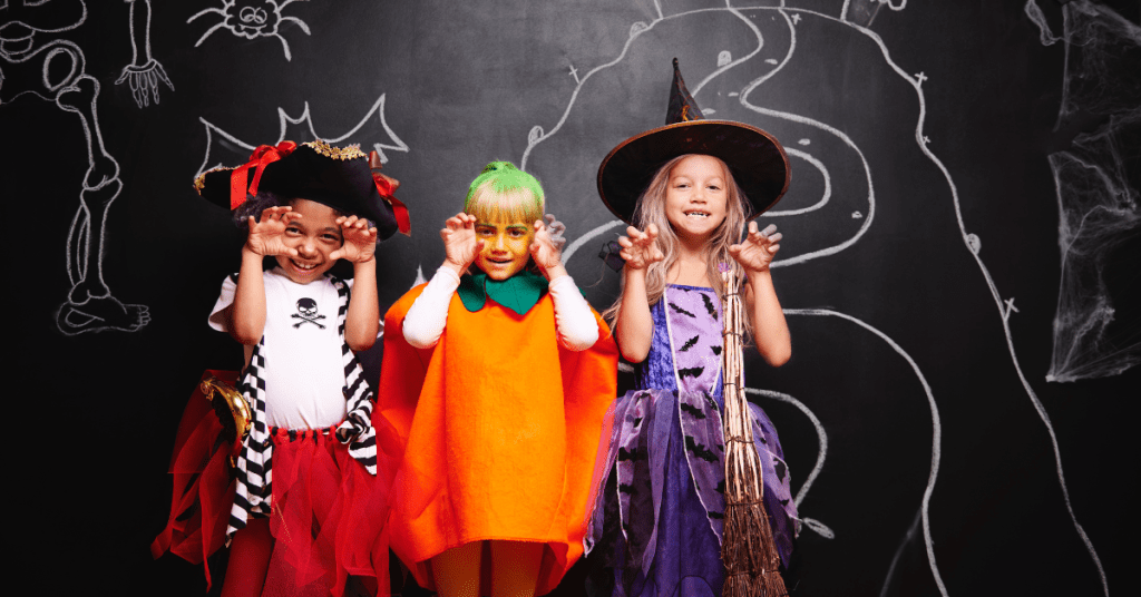 young students dressed up for Halloween