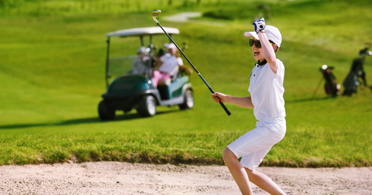 little kids on the golf course excited about their Spring fundraising